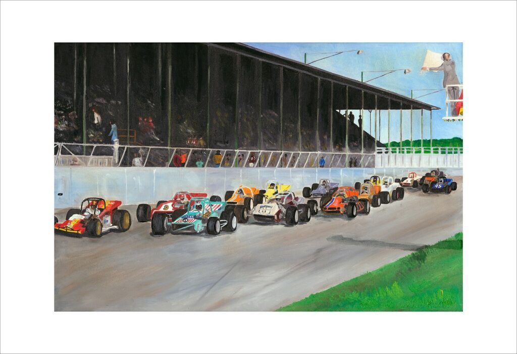 White Flag Lap Oswego Speedway painting